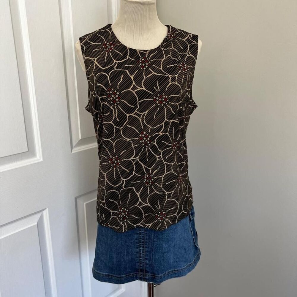 Y2K BLACK GEORGE‎ FLORAL TANK TOP